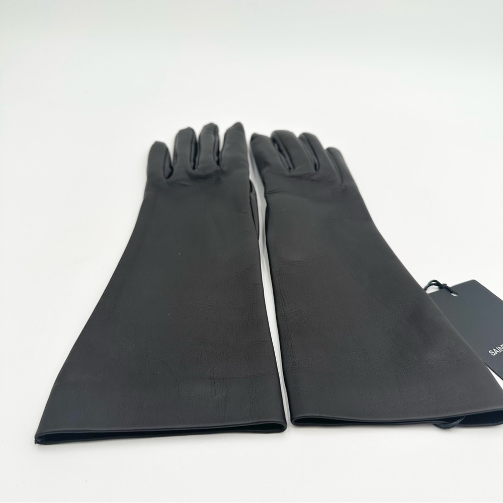 Saint Laurent Leather Long Gloves - Picture 2 of 8